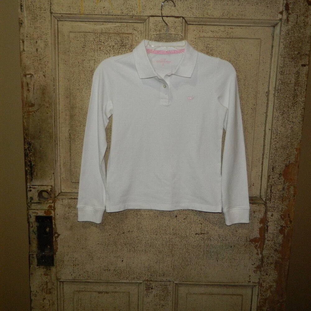 Vineyard Vines Long Sleeve Polo Shirt Girls Size M/10  (S-11)
